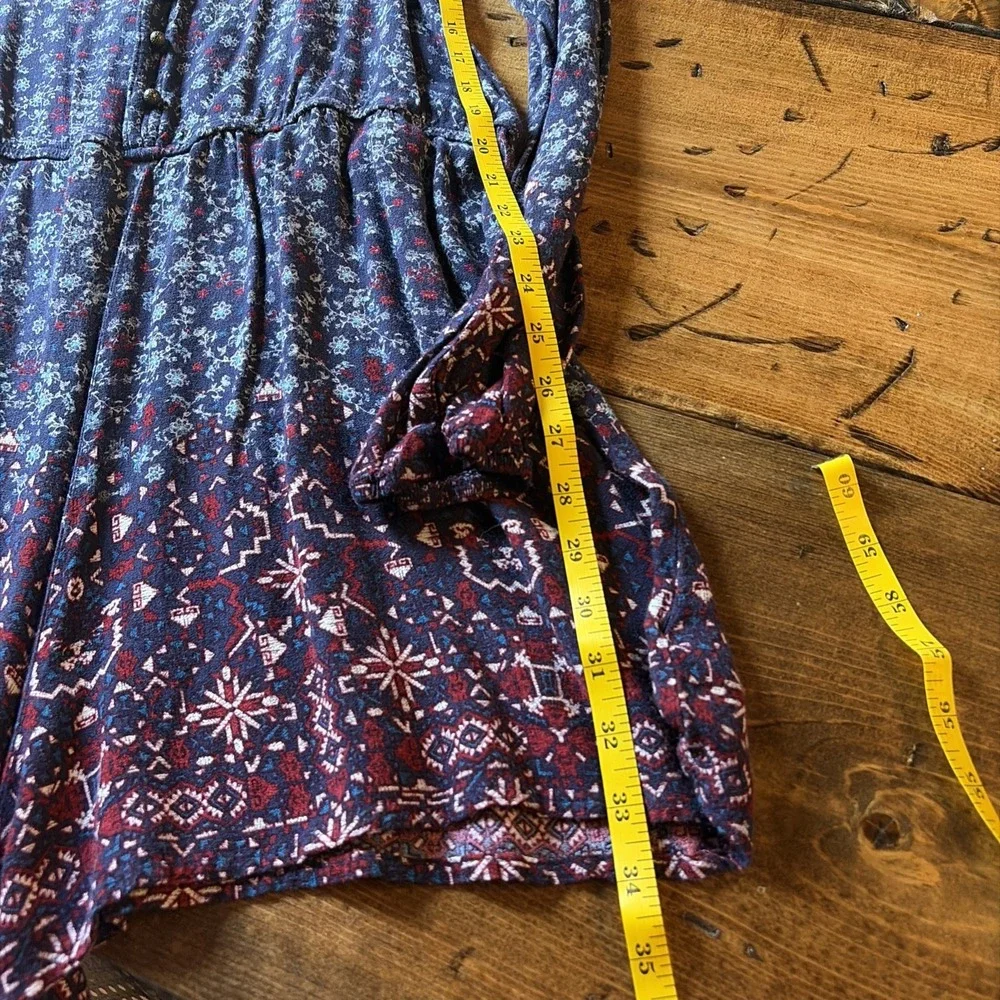 Bohemian Floral One Piece Romper 100% Rayon Flowy Festival Wear Size L